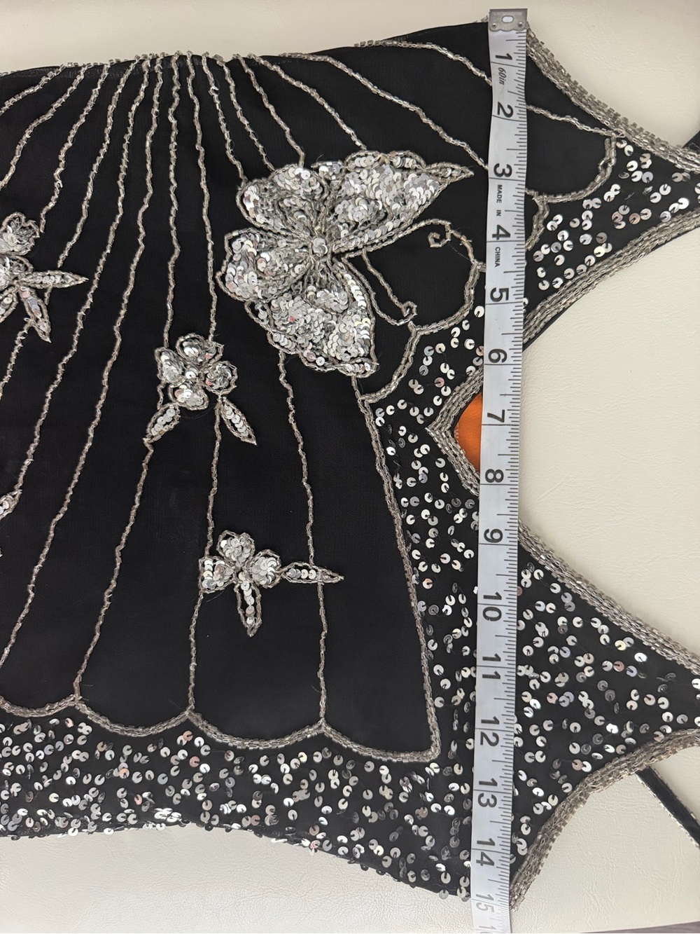 Y2K Black Sequin & Silver Embellished Butterfly & Floral Camisole - Picture 8 of 8